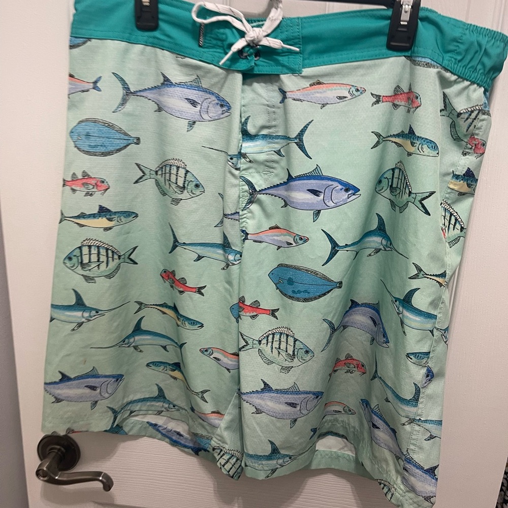 Playful Green Fish Pattern Board Shorts